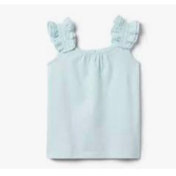 Janie and Jack 101039001 Girl Light Blue Ruffle Strap Top size 6-12 months NWT - Picture 1 of 9